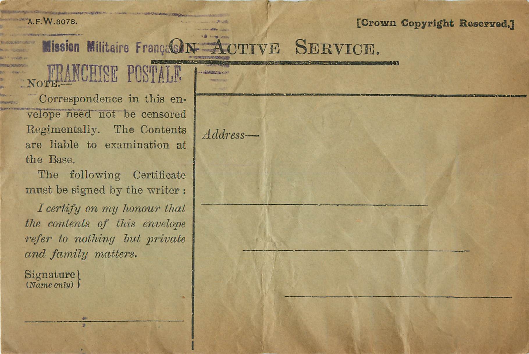 Entier Postal Postal Stationary Franchise Militaire Militaria