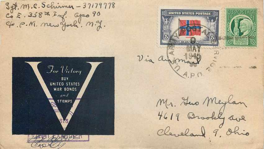 Lettre Cover 1945 Militaria Victory