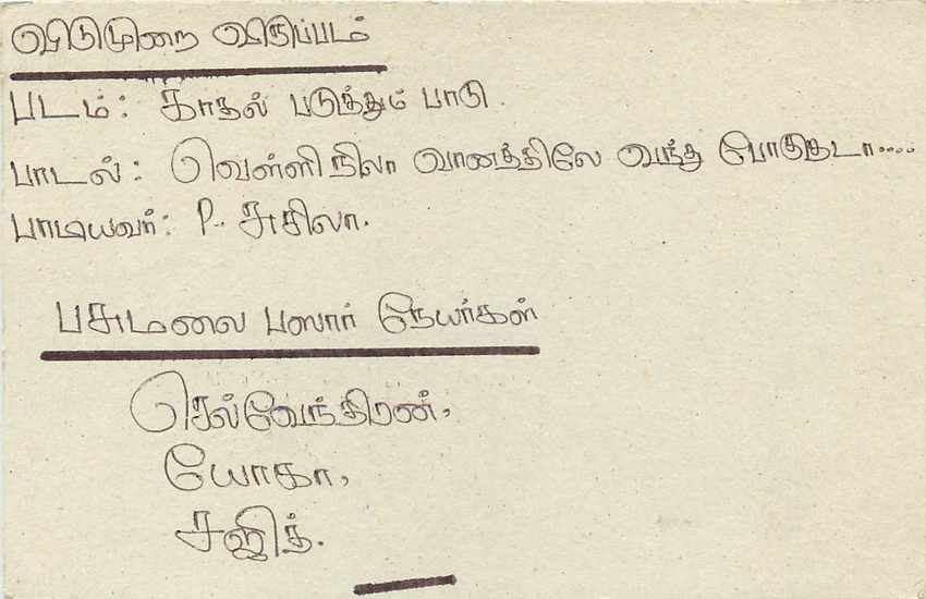 Sri Lanka — carte postale avec timbre de 75 cents — éditeur S.L.P.C. Tamil Service — Verso