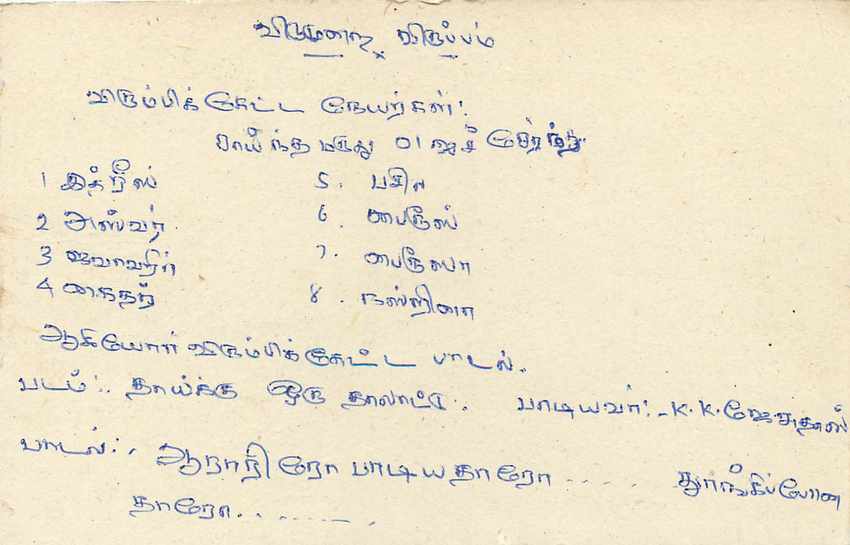 Sri Lanka — carte postale avec timbre 75 cents et texte en tamoul — Verso