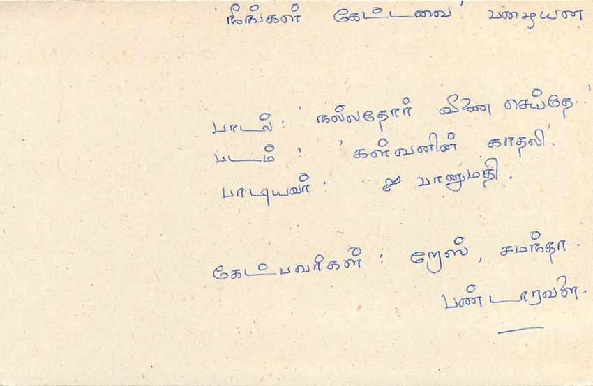 Sri Lanka — carte postale avec timbre et texte en tamoul — Rückseite
