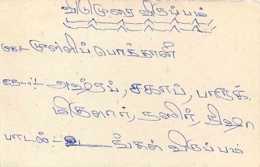 Sri Lanka — carte postale avec timbre et écriture manuscrite — éditeur inconnu — Rückseite