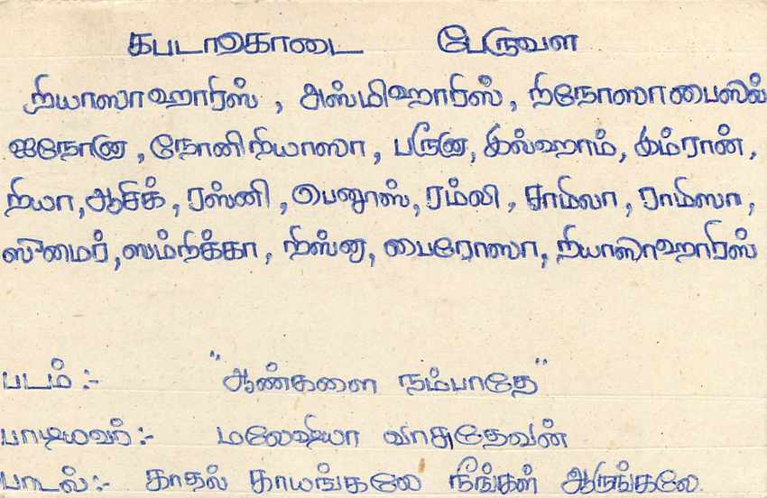 Carte postale Sri Lanka — texte en tamoul — éditeur Sri Lanka — Verso