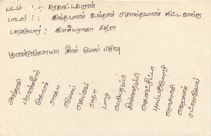 Ansichtskarte Sri Lanka — Text auf Tamil — 75 Cent Stempel mit Aufdruck — Rückseite
