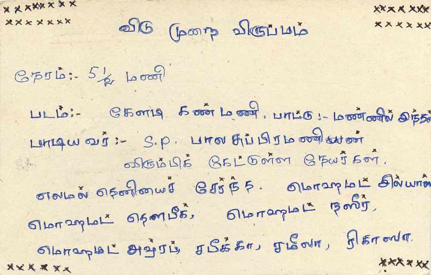 Sri Lanka — Ansichtskarte mit 75-Cent-Stempel — unbekannter Verlag — Rückseite