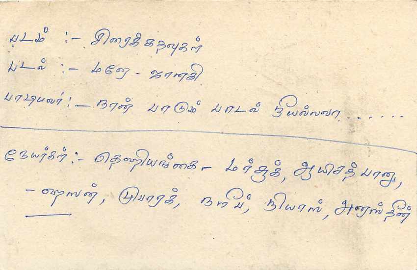 Ansichtskarte Sri Lanka — Text auf Tamilisch — Empfänger in Colombo — Rückseite