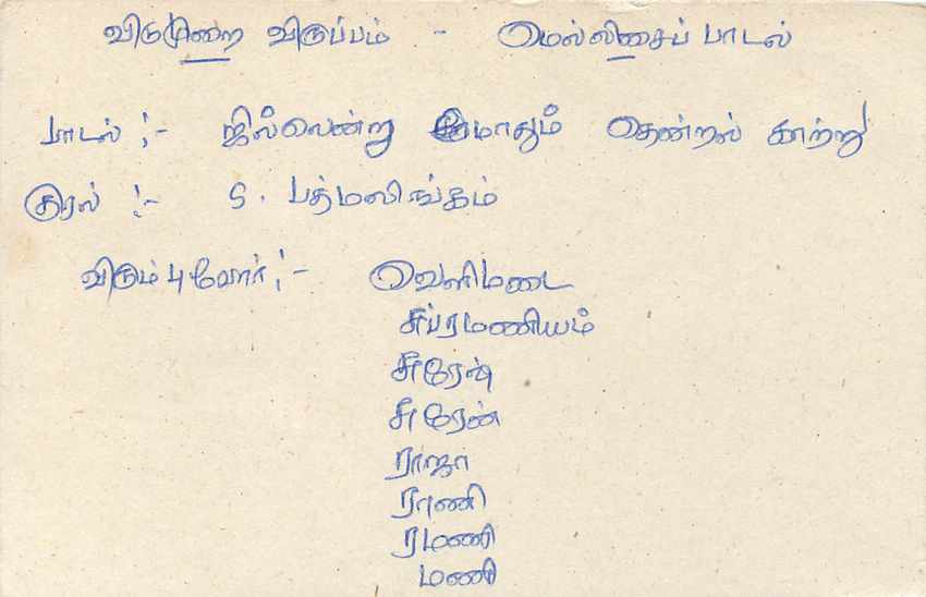 Sri Lanka — Karte mit Stempel und handschriftlicher tamilischer Adresse — Rückseite