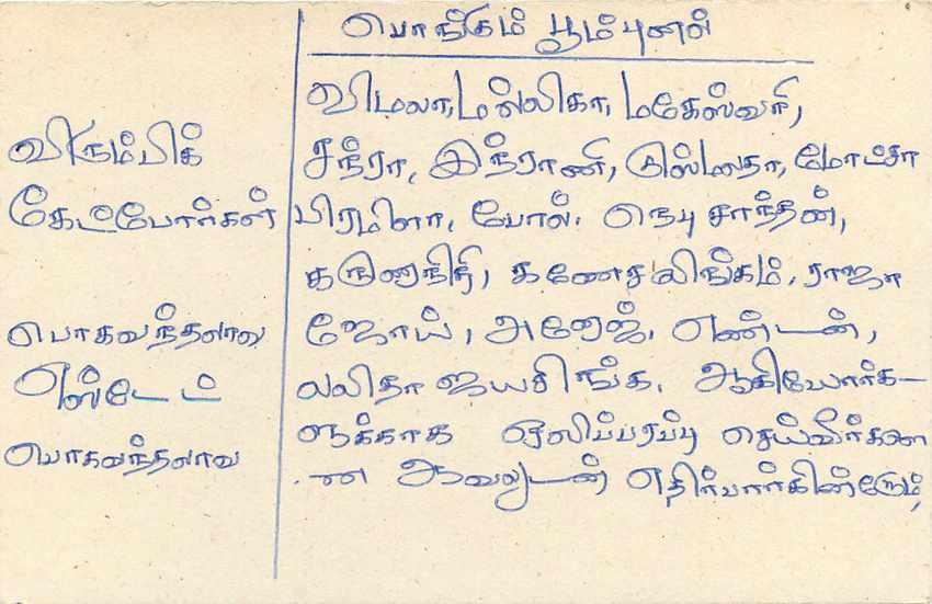 Sri Lanka — Ansichtskarte mit 75-Cent-Stempel — Verlag Sri Lanka Post — Rückseite