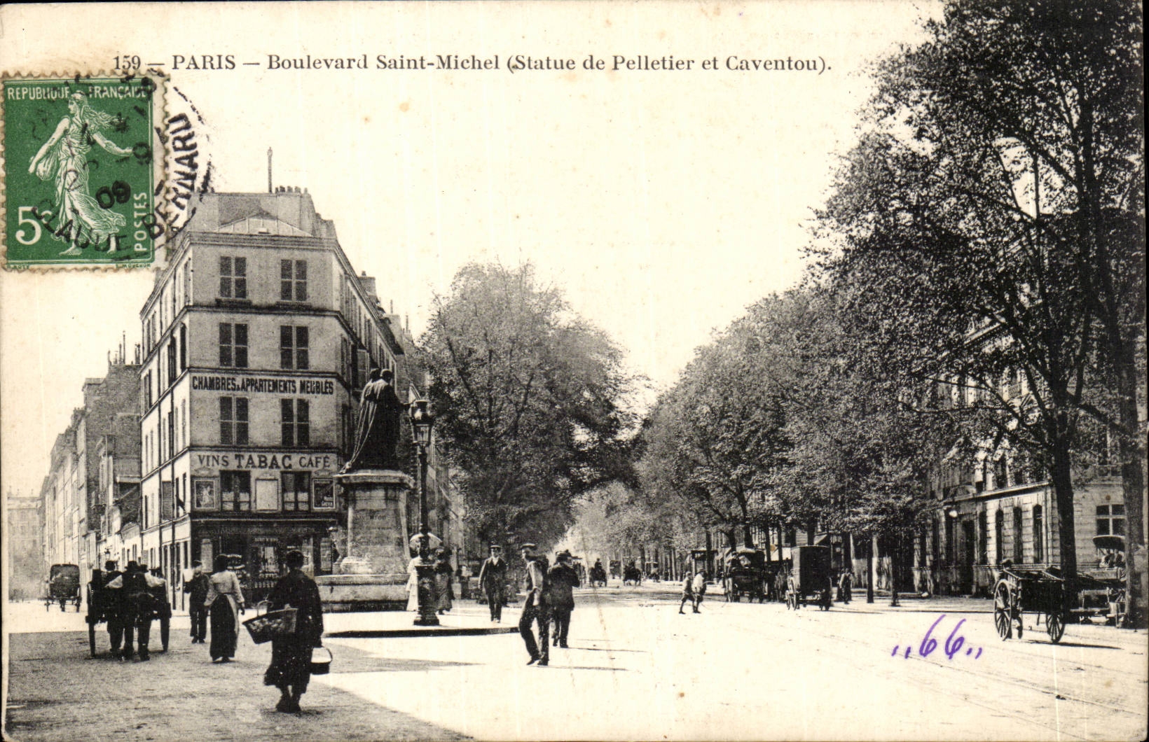 Paris- Boulevard Saint-Michel- Statue de Pellitier et Caventou -CPA
