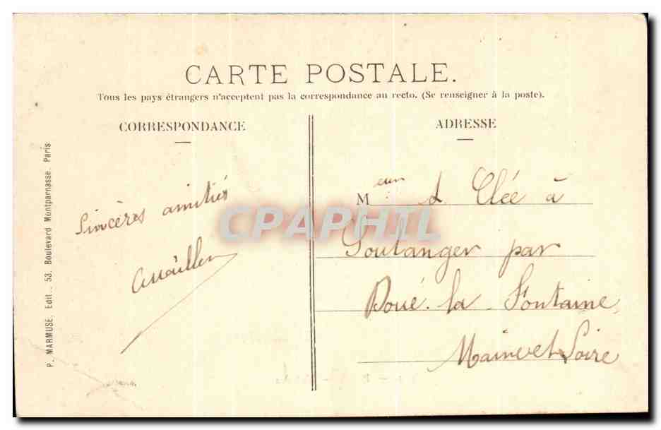 Paris- L'Opera - CPA — Rückseite