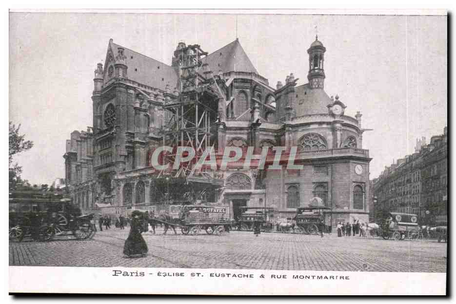 Paris- Eglise St Eustache et rue Montmatre -CPA