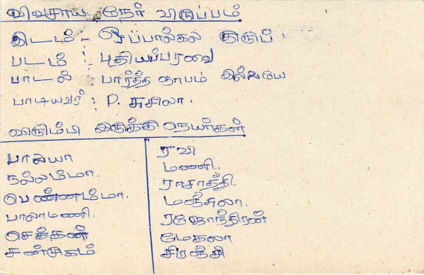 Sri Lanka — Ansichtskarte mit Briefmarken und Tamil-Text — unbekannter Verleger — Rückseite
