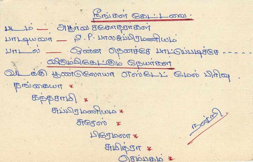 Sri Lanka — Ansichtskarte mit Briefmarken und Tamil-Text — Verleger nicht sichtbar — Rückseite