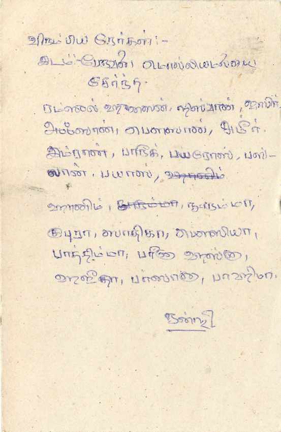 Ansichtskarte aus Ceylon — Text auf Tamil — Verleger Ceylon Post Office — Rückseite