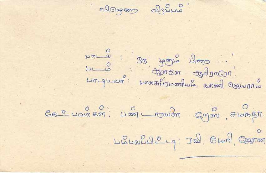 Sri Lanka — carte postale avec timbre et texte en tamoul — Rückseite