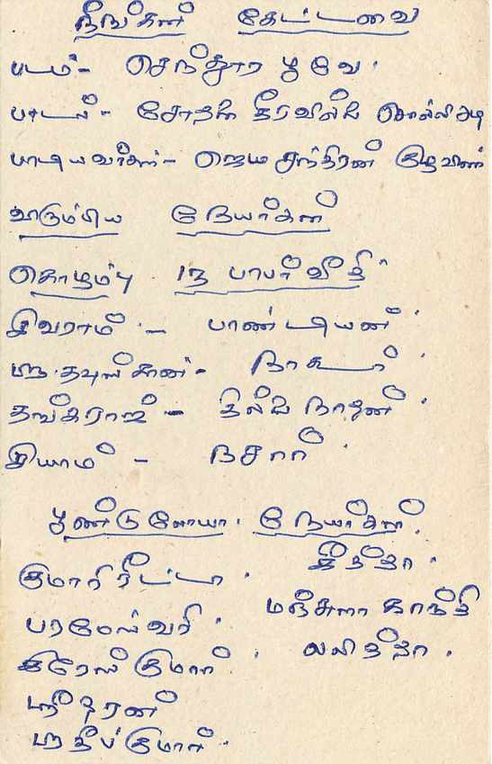Sri Lanka — Ansichtskarte mit Tamil-Text — unbekannter Verlag — Rückseite