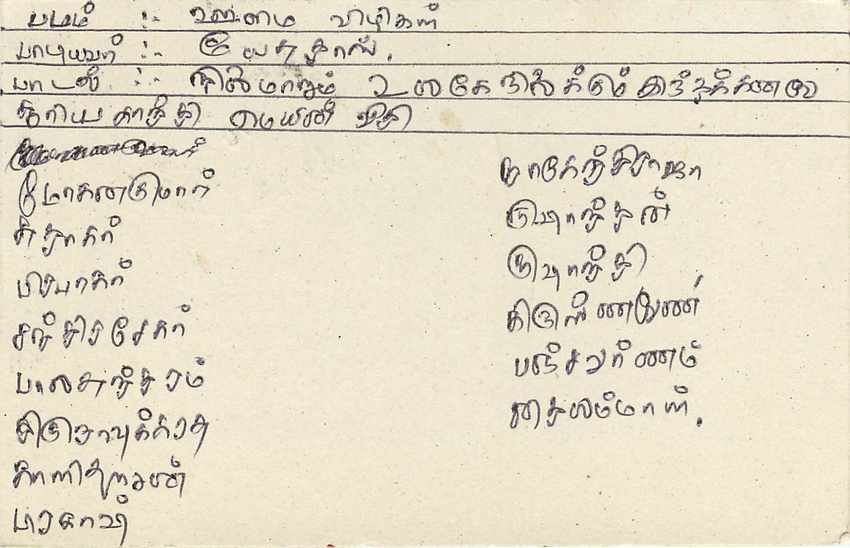 Sri Lanka — Karte mit 75-Cent-Stempel und Tamil-Text — unbekannter Verlag — Rückseite
