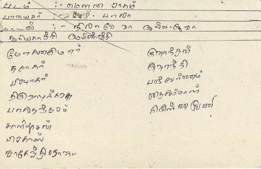 Sri Lanka — Karte mit Briefmarke und Tamil-Text — Rückseite