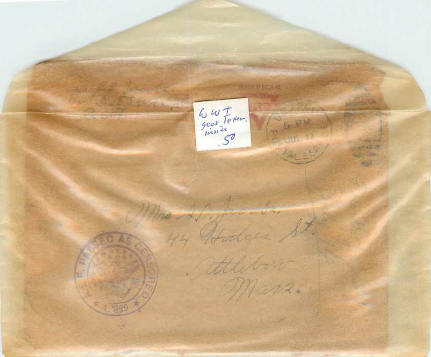 Cover Lettre YMCA American Expeditionary Force 1918 Militaria