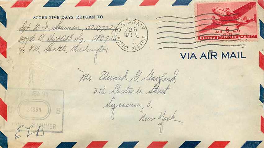 Cover Lettre US Navy Censored Militaria