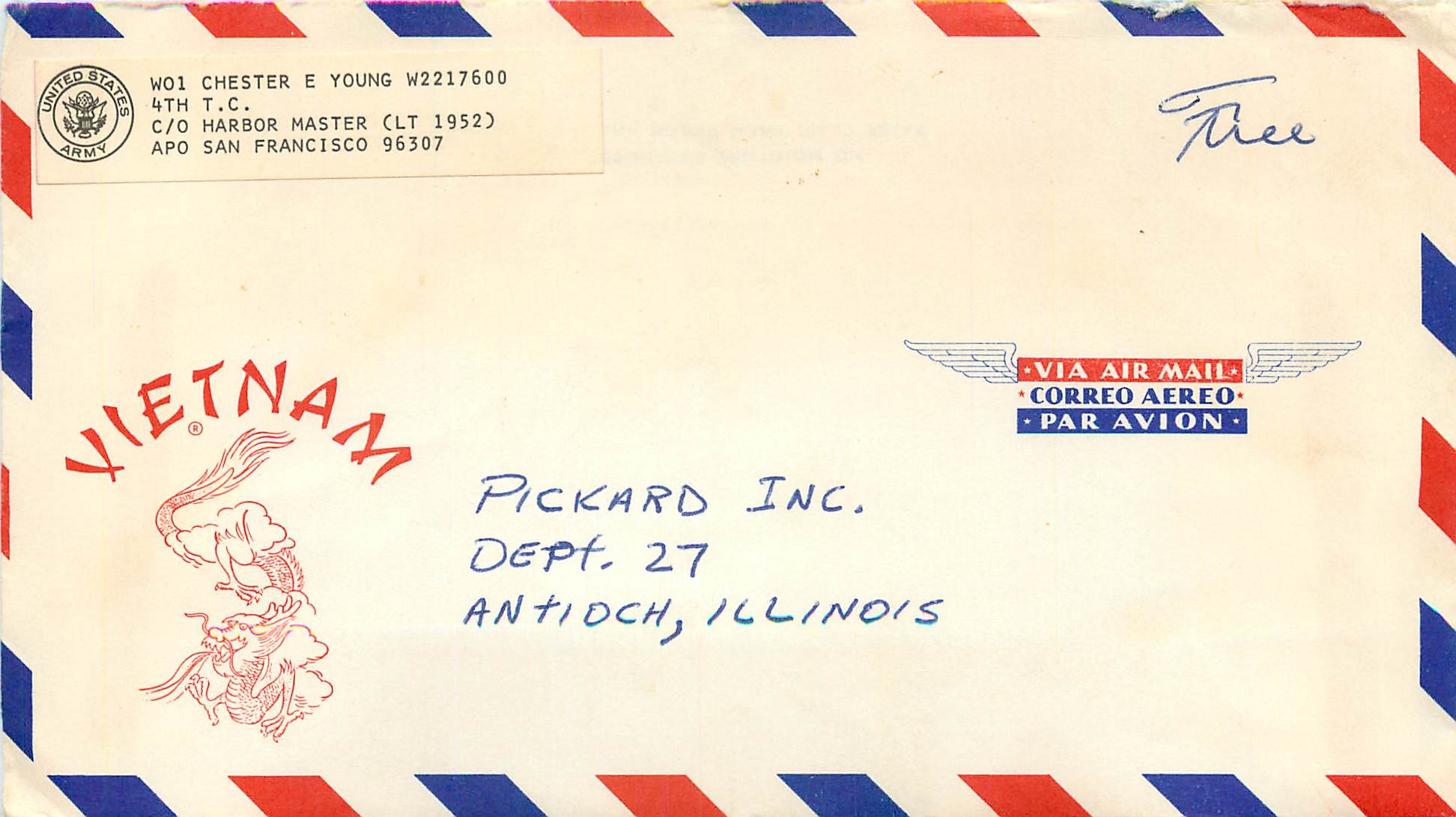 Cover Lettre US Vietnam Militaria