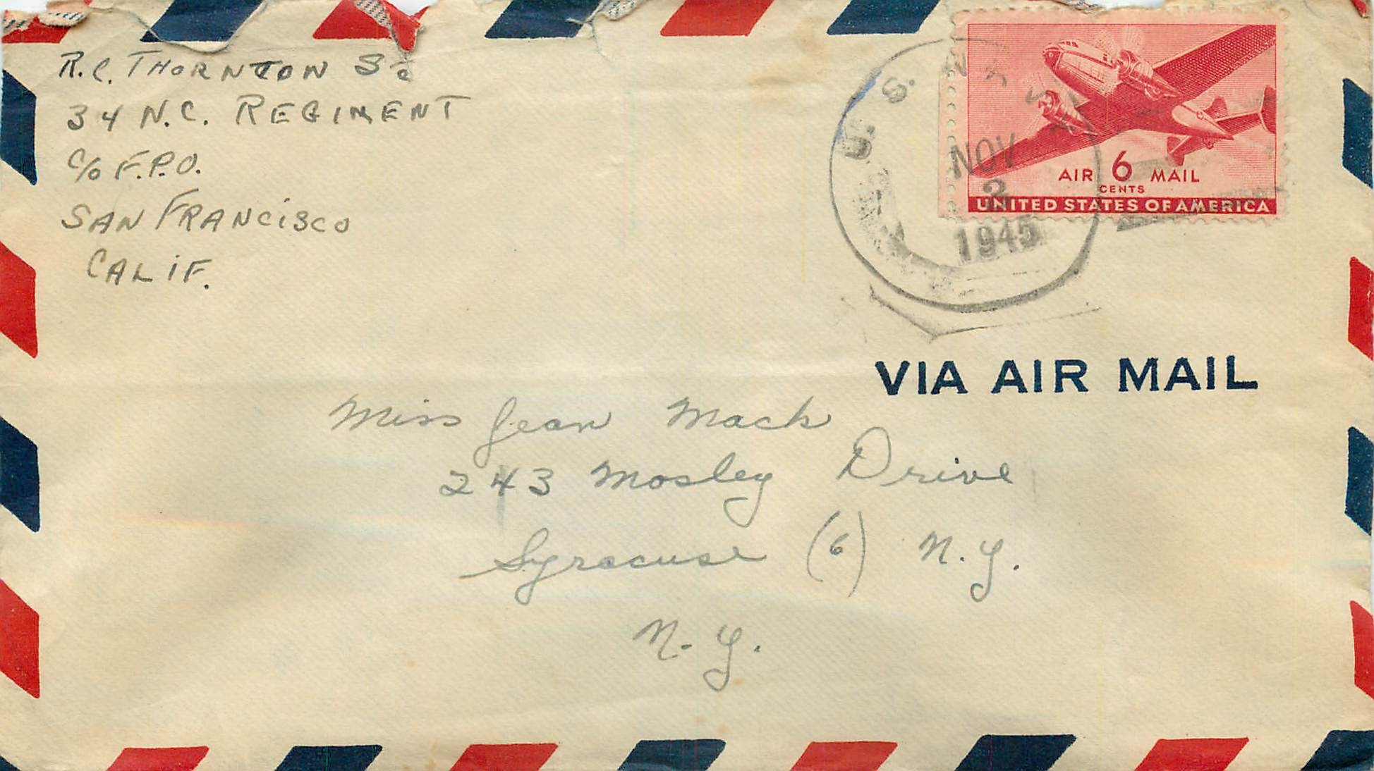 Cover Lettre US Navy 1945 Militaria