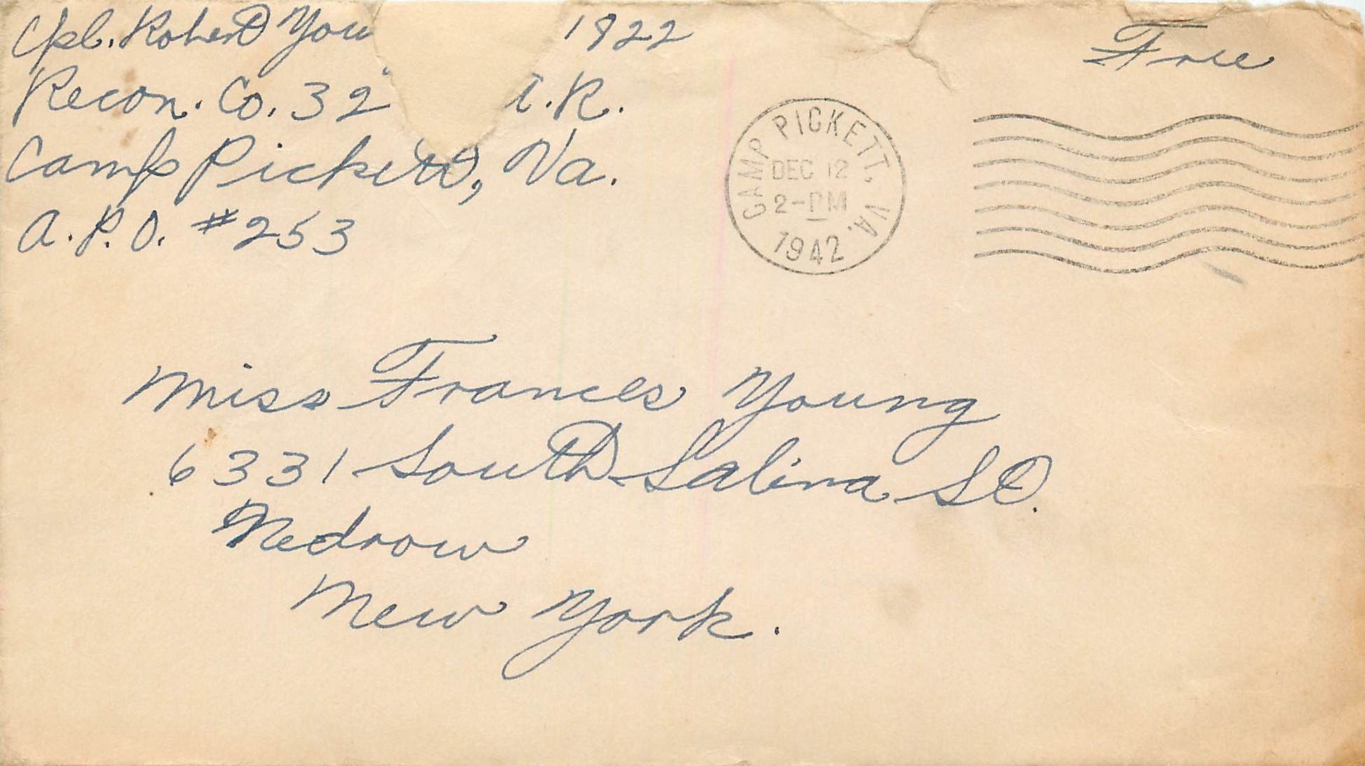 Cover Lettre US Camp Picket 1942 Militaria