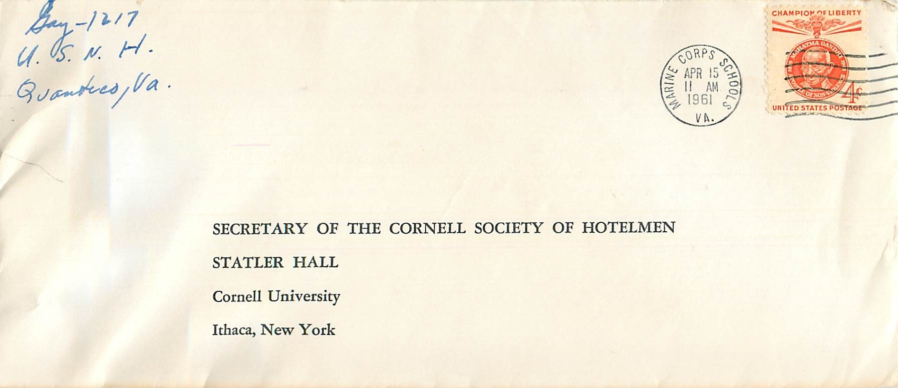 Cover Lettre US Marine Corps Schools 1961 Militaria