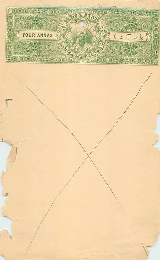 Inde India Fiscal Revenue Court Fee Princely State  Jaora