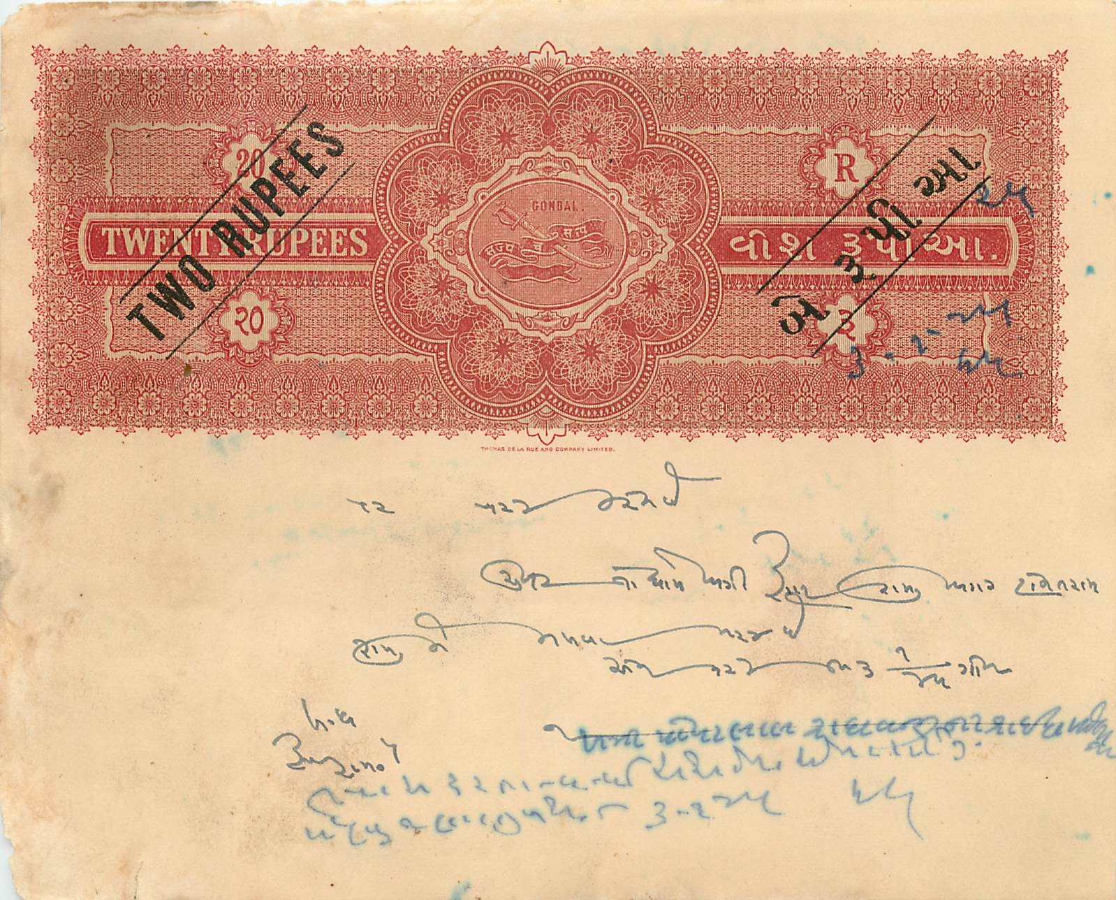 Inde India Fiscal Revenue Court Fee Princely State  Gondal