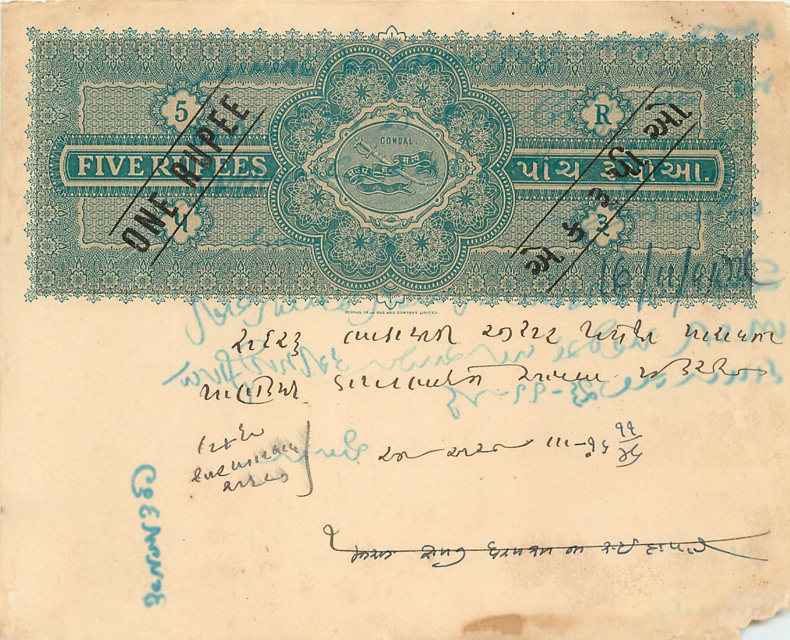 Inde India Fiscal Revenue Court Fee Princely State  Gondal