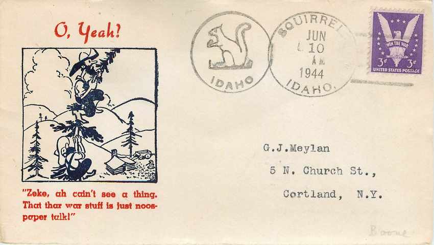 Lettre Cover Ecureuil Idaho 1944
