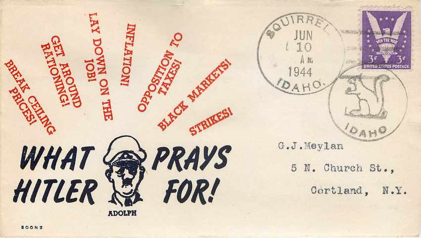Lettre Cover Adolph Hitler 1944 Idaho Nazi Ecureuil Idaho