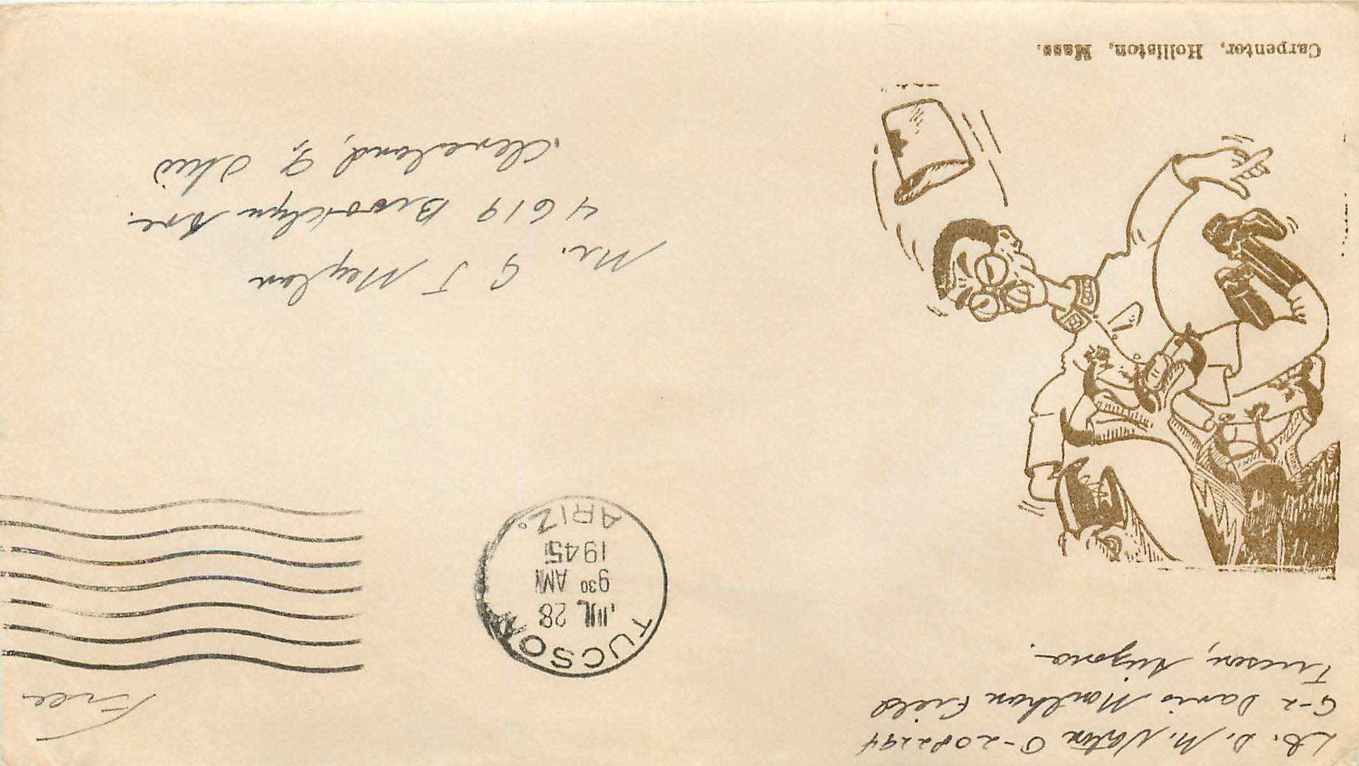 Lettre Cover Tucson 1945 Aigle Japon Nippon Rare