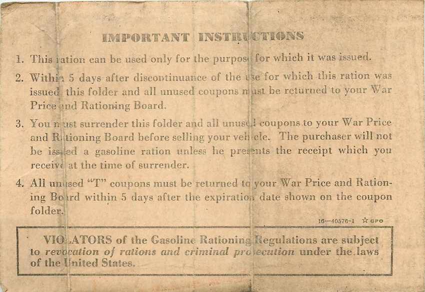 Mileage Ration Militaria US 1945