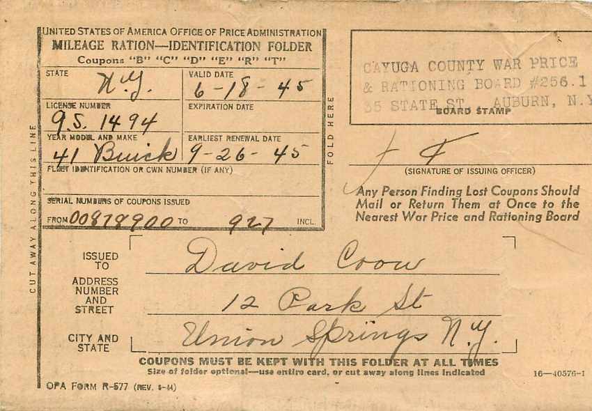 Mileage Ration Militaria US 1945 — Rückseite
