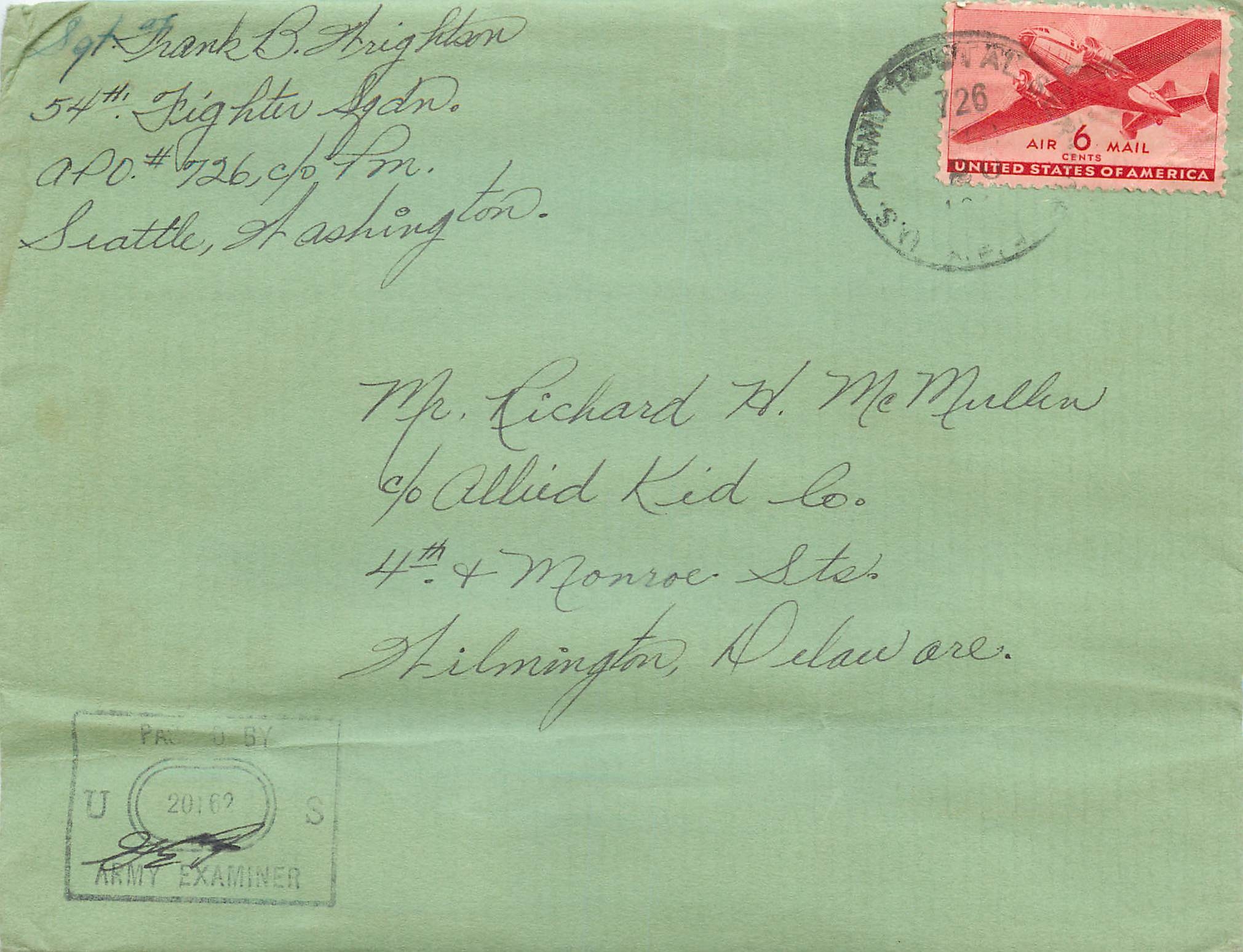 Lettre Cover US Censor 