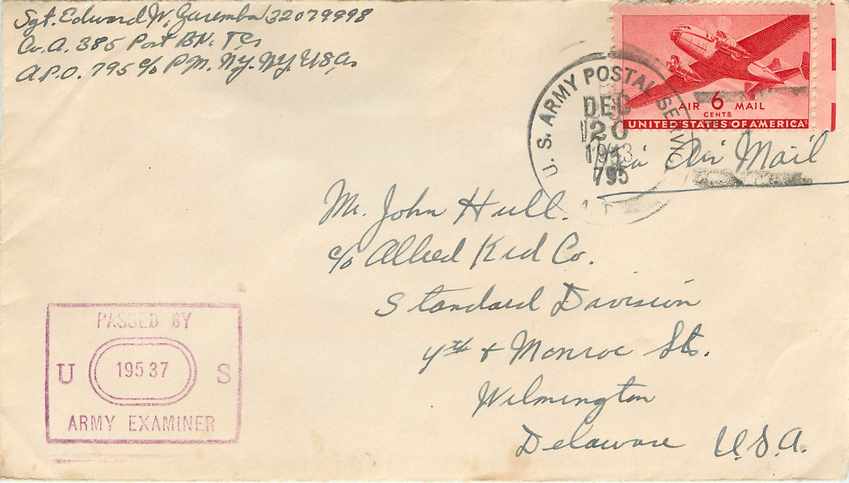 Lettre Cover US Censor 1943