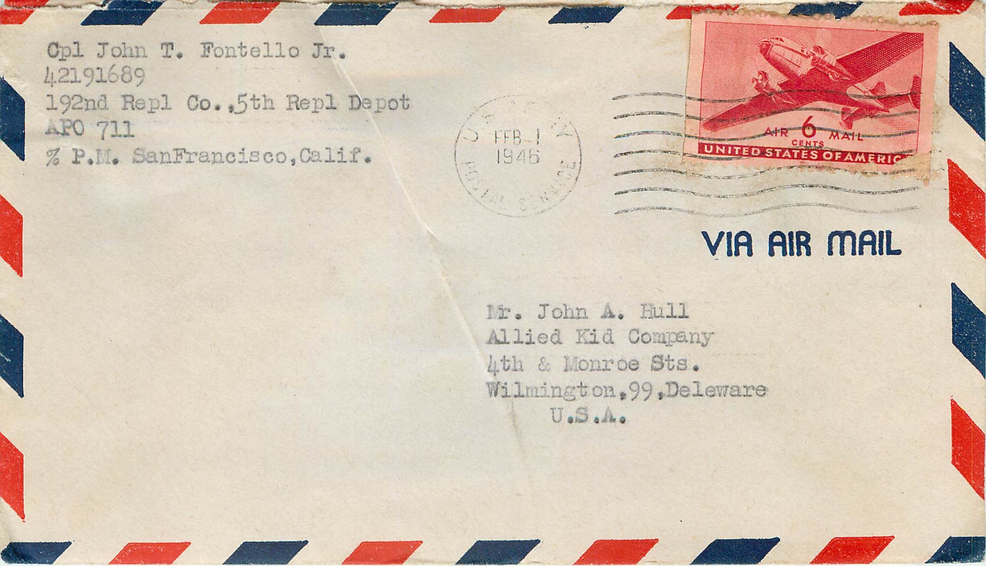 Lettre Cover US Censor 1945