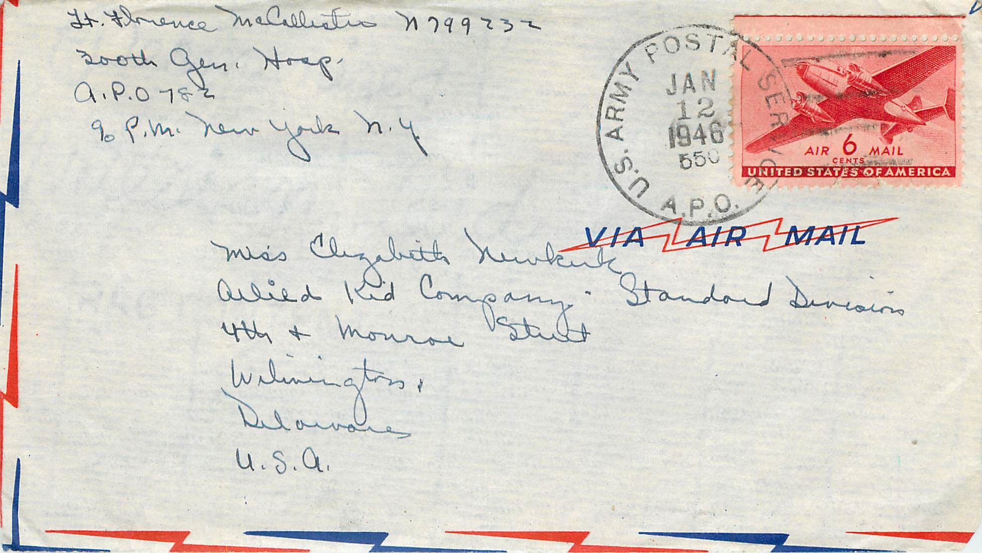 Lettre Cover US Censor 1946
