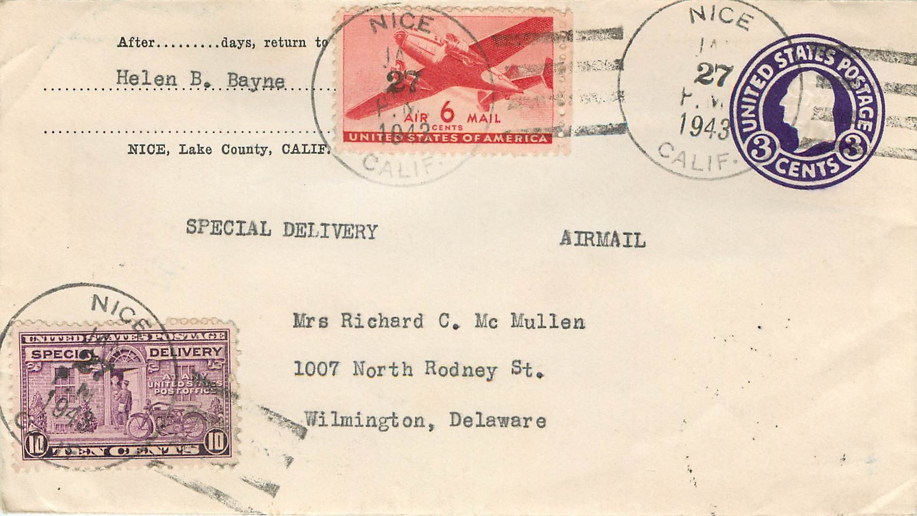 Lettre Cover US Censor 1943 Postal Stationay Moto