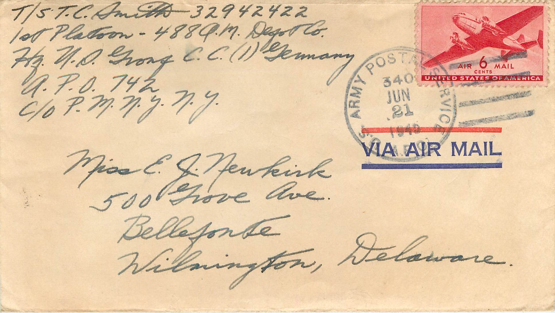 Lettre Cover US 1945