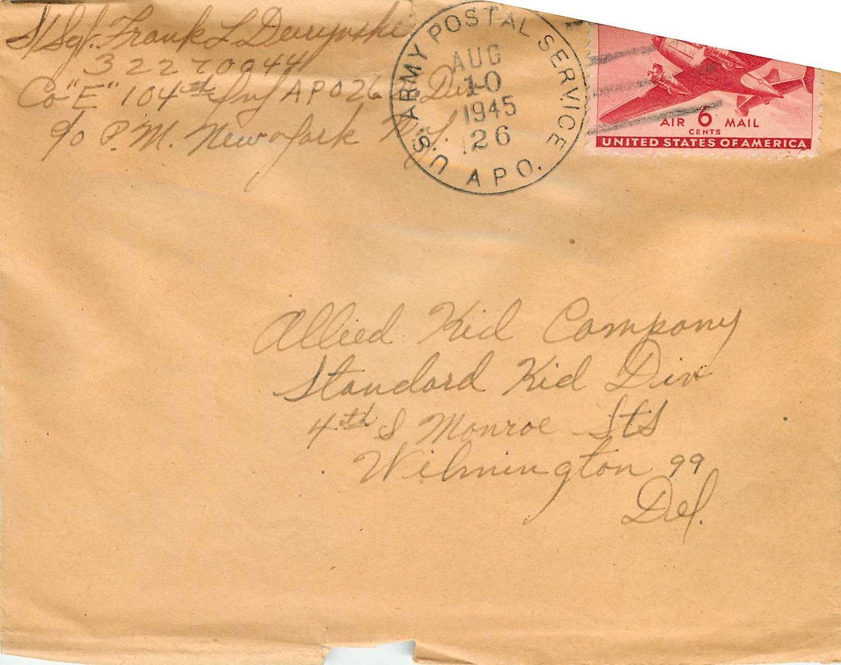 Lettre Cover US 1945