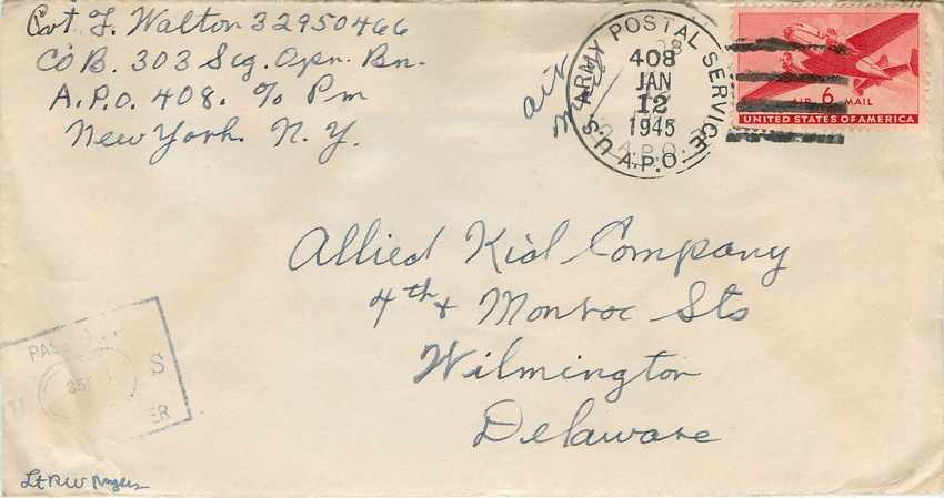 Lettre Cover US Censor 1945
