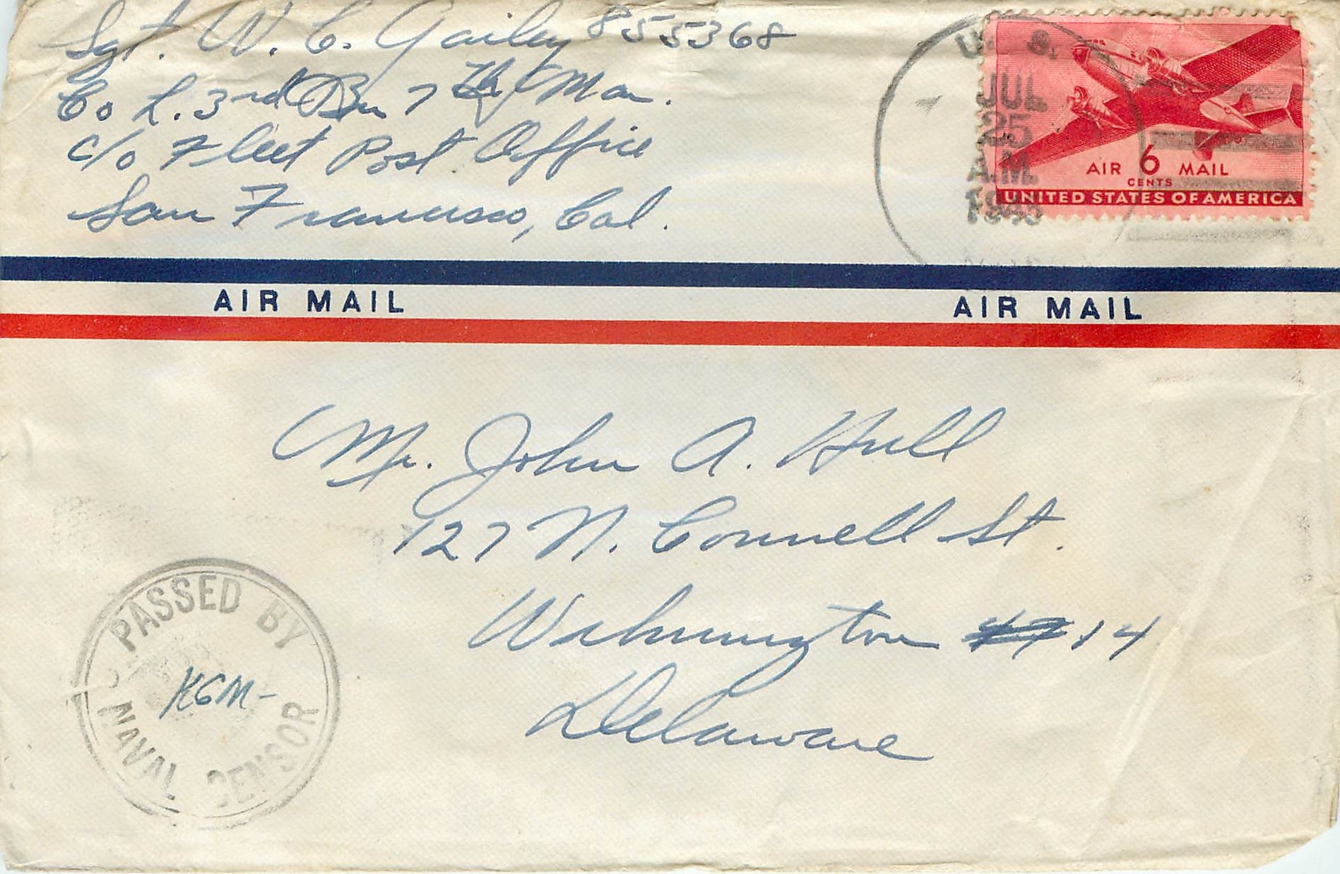 Lettre Cover US Censor 