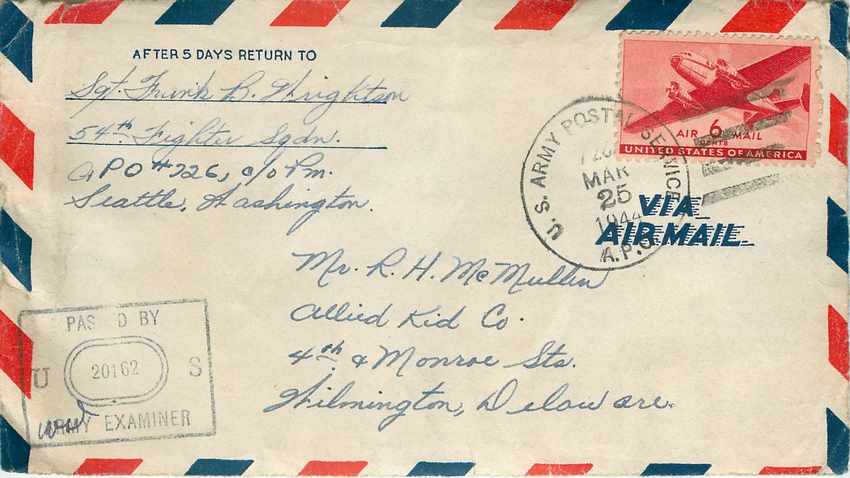 Lettre Cover US Censor 1944
