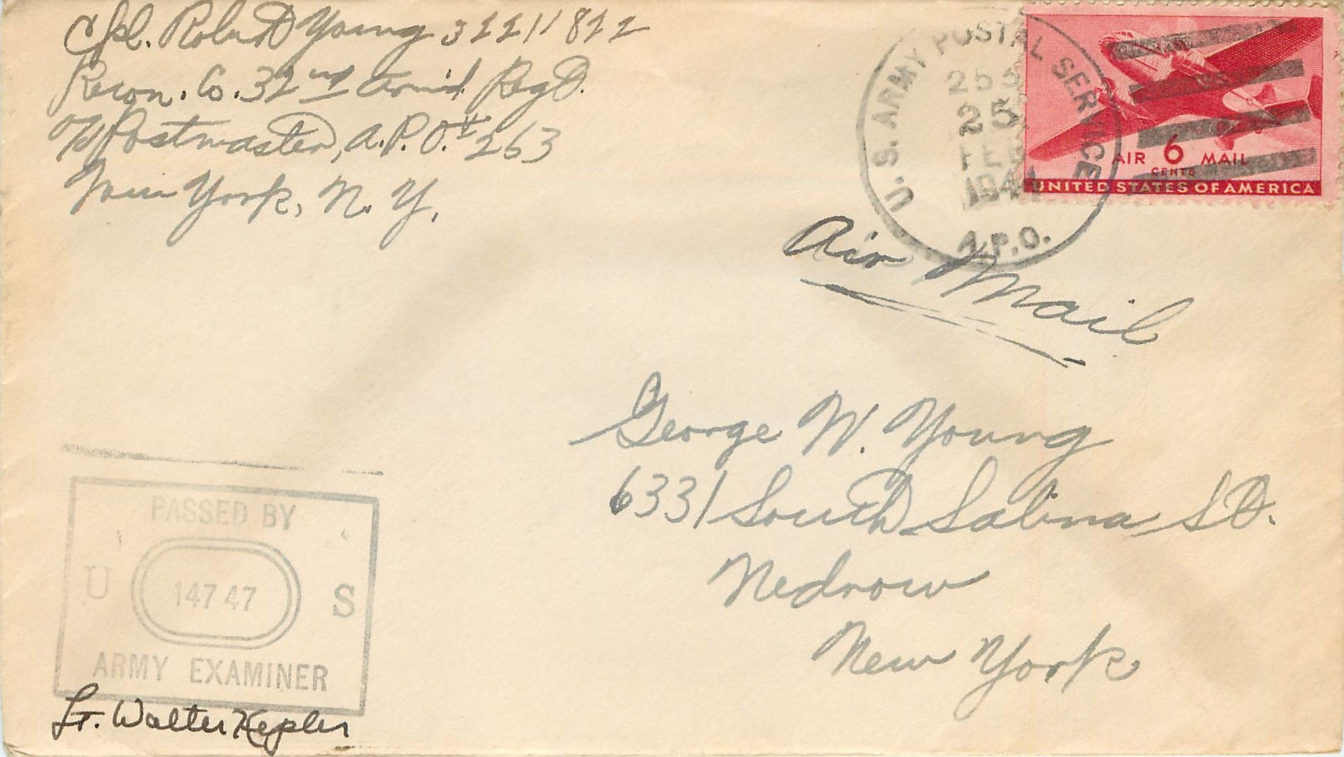 Lettre Cover US Censor 1944