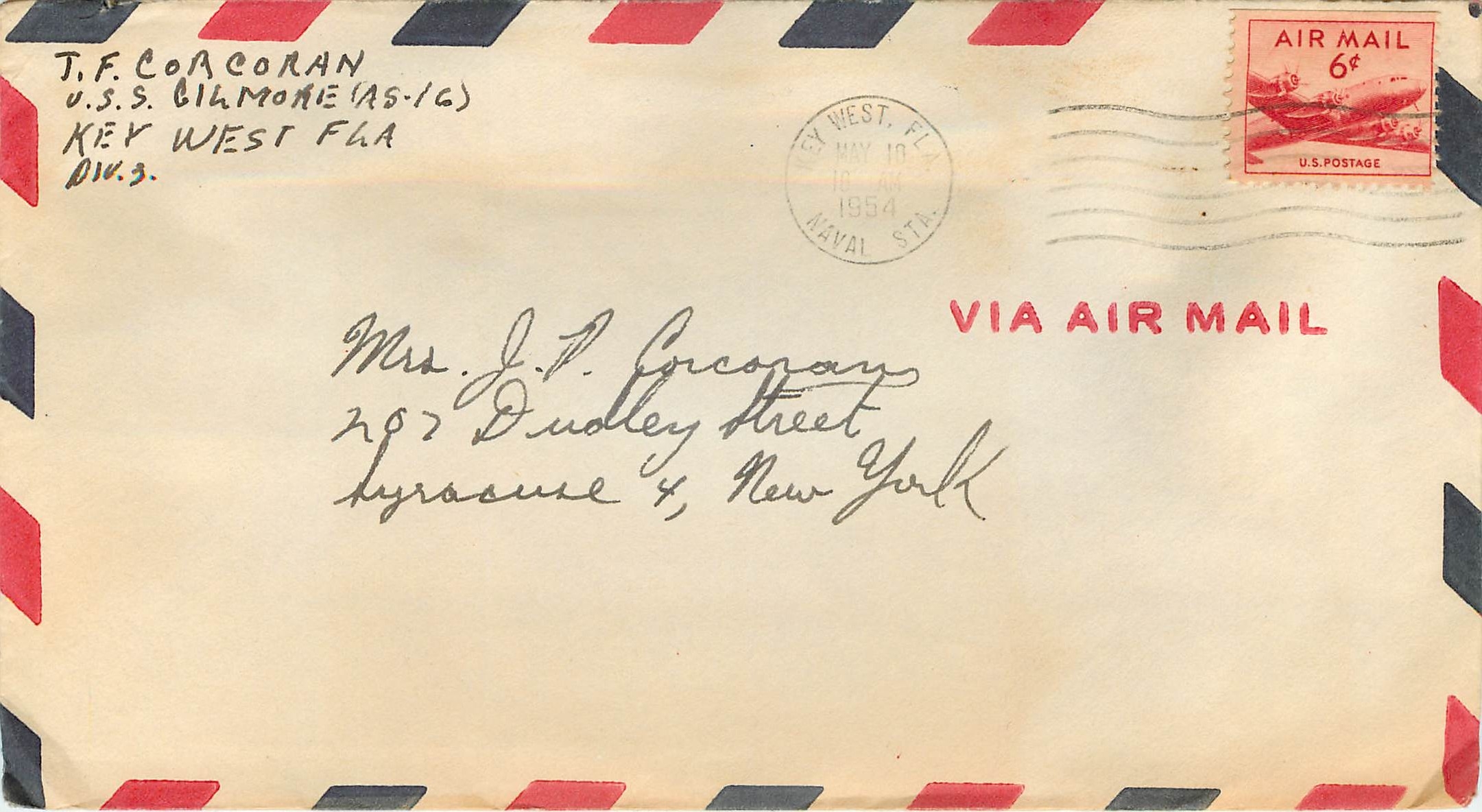 Lettre US Cover US 1954 Naval Stat