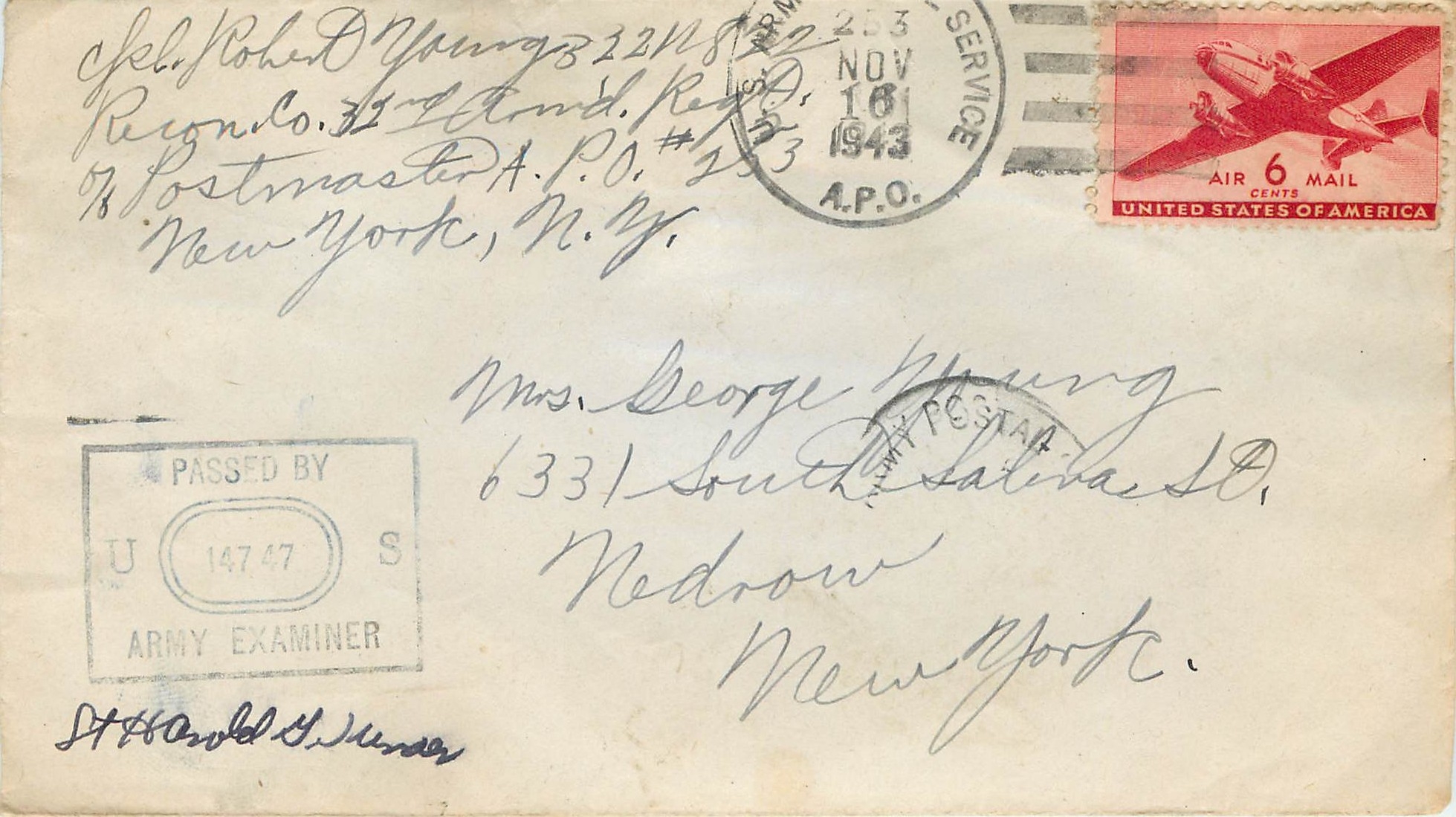 Lettre US Cover US Censor 1943