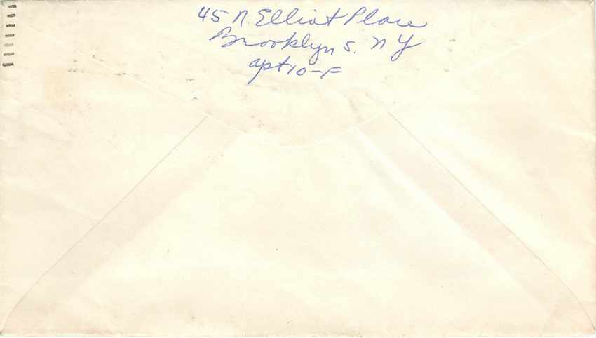 Lettre US Cover US 1958 Diligence Brooklynn Naval Base — Verso